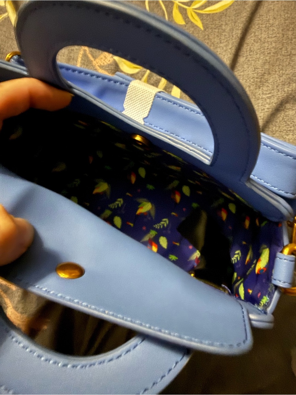 Loungefly Blue Mini Bag with Metallic Peacock Wing Applique - Picture 3 of 4